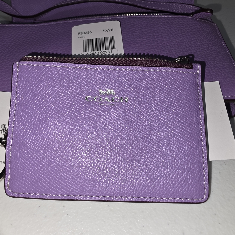 Coach Lavender Pebbled Leather Crossbody Clutch - Picture 2 of 11